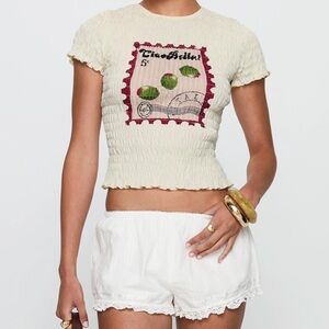 Princess Polly Textured Cream Graphic Tee